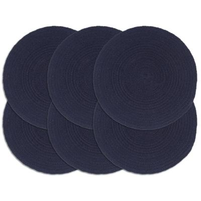 VidaXL Placemats 6 st rond 38 cm katoen effen marineblauw VidaXL Placemats 6 st rond 38 cm katoen effen marineblauw