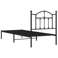 Bedframe met hoofdbord metaal zwart 90x190 cm - thumbnail