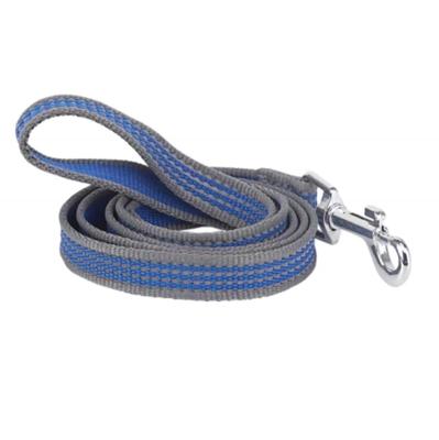 Nobleza Hondenriem grijs / blauw - Reflecterend soepel Nylon - Lengte 120 cm - Breedte 2 cm