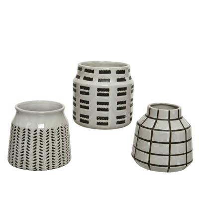 Vaas porselein wit/zwart