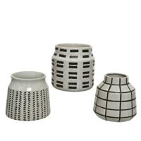 Vaas porselein wit/zwart - thumbnail