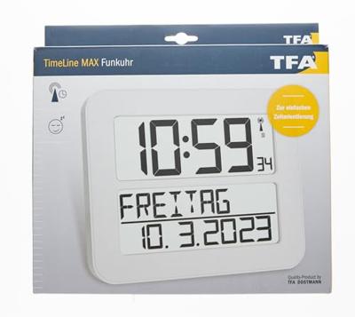 TFA Dostmann 60.4512.02 Wandklok Zendergestuurd 25.8 cm x 21.2 cm x 3 cm Wit, Zwart Groot display TFA Dostmann 60.4512.02 Wandklok Zendergestuurd 25.8 cm x 21.2 cm x 3 cm Wit, Zwart Groot display