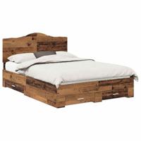 Bedframe met hoofdeinde Oudhout 140 x 190 cm Bewerkt hout - thumbnail