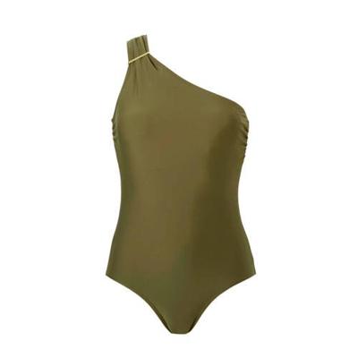 whkmp's beachwave one shoulder corrigerend badpak groen
