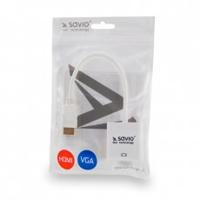 Savio CL-27B video kabel adapter 0,1 m HDMI Type A (Standaard) VGA (D-Sub) Wit - thumbnail