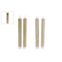 CosyDecor Kaars led goud 2,4x25cm set a 2 stuks - thumbnail