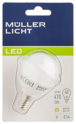 Müller Licht LED Energielabel A+ (A++ - E) E14 Kogel 5.5 W = 40 W Warmwit (Ø x l) 45 mm x 80 mm 1 stuk(s) Müller Licht LED Energielabel A+ (A++ - E) E14 Kogel 5.5 W = 40 W Warmwit (Ø x l) 45 mm x 80 mm 1 stuk(s)