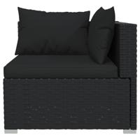 6-delige Loungeset met kussens poly rattan zwart - thumbnail