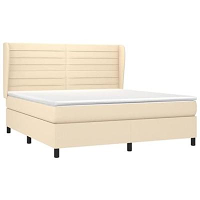 Boxspring met matras stof crèmekleurig 160x200 cm