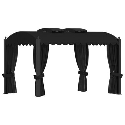 Prieel met gordijnen 3x4 m staal antraciet