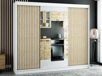 Kledingkast LAMORA 3 schuifdeuren 250 cm wit met spiegel - thumbnail