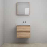 On-Line Badkamermeubelset - 60 cm - Voorgemonteerd - Acryl Wastafel - zonder Kraangat - Spiegelkast - Eiken - thumbnail
