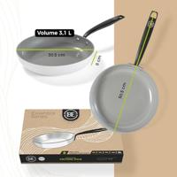 BE Living Koekenpan ø 30 cm - keramische anti-aanbaklaag - PFAS-vrij - geschikt voor alle warmtebronnen - wit - thumbnail