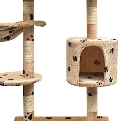Kattenkrabpaal met sisal krabpalen 125 cm pootafdrukken beige - thumbnail