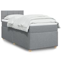 Boxspring met matras stof lichtgrijs 90x200 cm - thumbnail