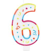 Grote kaars cijfer 6 met houder - thumbnail