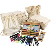 Creativ Company Groepsset rugzakken en tassen met stiften, afm 27,5x30 cm, diverse kleuren, 1 set - thumbnail