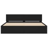 Bedframe met hoofdeinde zwart 200x200 cm - thumbnail