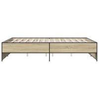 Bedframe bewerkt hout metaal sonoma eikenkleurig 150x200 cm - thumbnail
