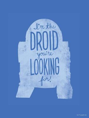 Kunstdruk Star Wars - Silhouette Quotes R2D2 30x40cm