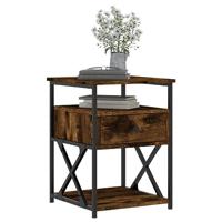 Nachtkastje 40x42x55 cm bewerkt hout gerookt eikenkleurig - thumbnail