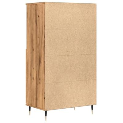 Hoge kast 60x36x110 cm bewerkt hout artisanaal eikenkleurig