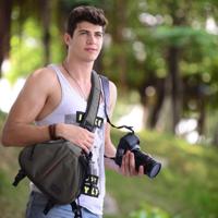 CADEN driehoek vorm Tscope slinger Cross Digitale Camera schoudertassen hoesje zachte tas met regen dekken voor Canon Nikon Sony K1 Afmeting: 36 * 31 - thumbnail