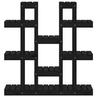 VidaXL Plantenstandaard 104,5x25x109,5 cm massief grenenhout zwart - thumbnail