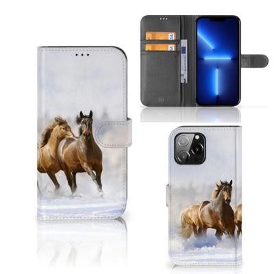 iPhone 13 Pro Max | Telefoonhoesje | Met pasjeshouder | Paarden