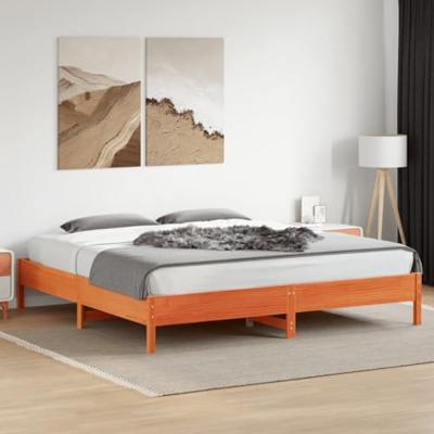 Bedframe zonder matras massief grenenhout wasbruin 180x200 cm