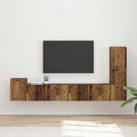 Tv-meubelset Wandgemonteerd 3 pcs Oudhout Bewerkt hout - thumbnail