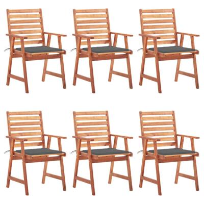 Tuinstoelen 6 st met kussens massief acaciahout
