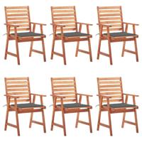 Tuinstoelen 6 st met kussens massief acaciahout - thumbnail