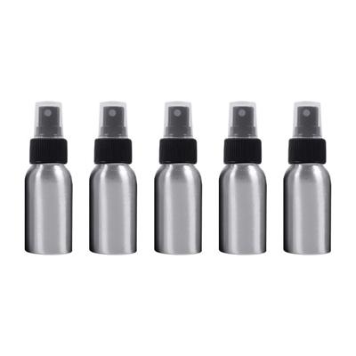 5 stuks hervulbare glas fijne mist verstuivers aluminium fles 50ml (zwart)