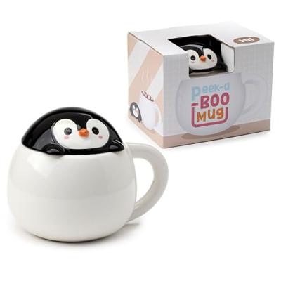 Huddle Penguïn Deksel Gevormde Keramiek Mok