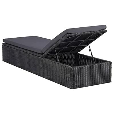 VidaXL Ligbed poly rattan zwart en donkergrijs VidaXL Ligbed poly rattan zwart en donkergrijs
