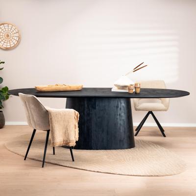 Eleonora Eettafel 'Aron' Deens Ovaal, Mangohout, kleur Zwart, 250 x 110cm