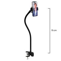 Telefoonhouder universeel met klem en lange flexibele hals 75 cm - thumbnail
