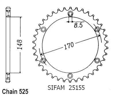 ESJOT Chain wheel 525 47z steel black