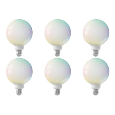 CALEX - LED Lamp 6 Pack - Globe - Smart LED G125 - E27 Fitting - Dimbaar - 5W - Aanpasbare Kleur CCT - RGB - Mat Wit CALEX - LED Lamp 6 Pack - Globe - Smart LED G125 - E27 Fitting - Dimbaar - 5W - Aanpasbare Kleur CCT - RGB - Mat Wit