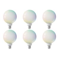 CALEX - LED Lamp 6 Pack - Globe - Smart LED G125 - E27 Fitting - Dimbaar - 5W - Aanpasbare Kleur CCT - RGB - Mat Wit - thumbnail