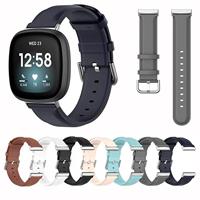 Fitbit Versa 3/4 & Sense 1/2 leren bandje - Donkerblauw - thumbnail