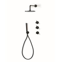 Regendoucheset Inbouw Bongio Squadra met Thermostaatkraan met Losse Stopkranen, Douchearm en Handdoucheset Mat Zwart Bongio - thumbnail