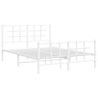 Bedframe met hoofd- en voeteneinde metaal wit 140x190 cm - thumbnail