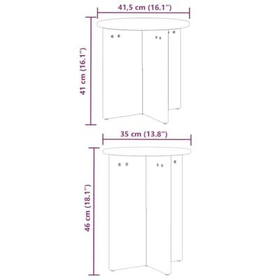 Salontafel 2 pcs Wit 41,5 x 41,5 x 41 cm Massief grenenhout
