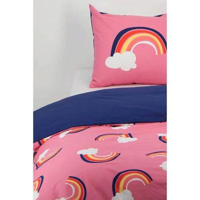 HEMA Kinderdekbedovertrek 140x200cm zacht katoen regenbogen (roze)