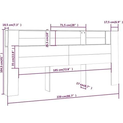 Hoofdbordkast 220x18,5x104,5 cm zwart