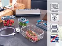 Leifheit 3233 Vacuüm-Vershouddoosjes 3 Stuks Zwart/Transparant - thumbnail