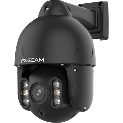 Foscam SD8EP PoE PTZ Dome bewakingscamera met 4-voudige optische zoom, UHD-videokwaliteit, HDR, voor binnen en buiten, intelligente personen- en voertuigherkenning (zwart)