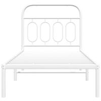 Bedframe met hoofdbord metaal wit 80x200 cm - thumbnail